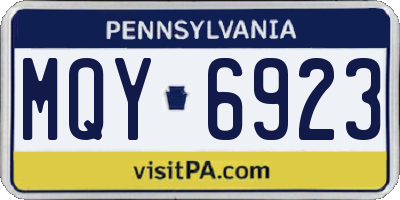 PA license plate MQY6923