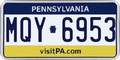 PA license plate MQY6953