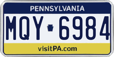 PA license plate MQY6984
