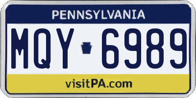 PA license plate MQY6989