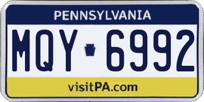 PA license plate MQY6992