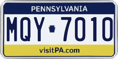 PA license plate MQY7010