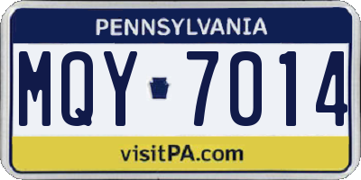 PA license plate MQY7014