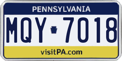 PA license plate MQY7018