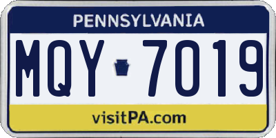 PA license plate MQY7019