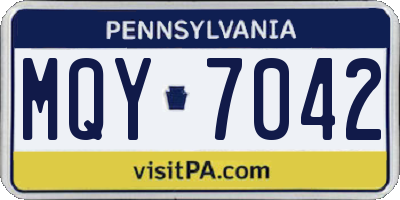 PA license plate MQY7042
