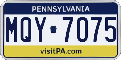 PA license plate MQY7075