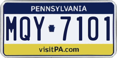 PA license plate MQY7101