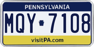 PA license plate MQY7108