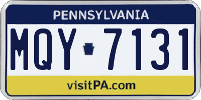 PA license plate MQY7131