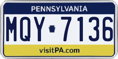 PA license plate MQY7136