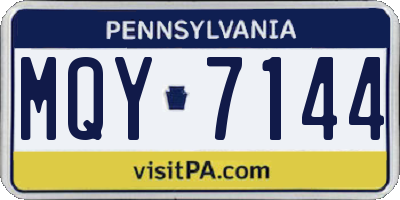 PA license plate MQY7144