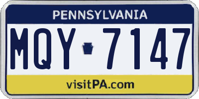 PA license plate MQY7147