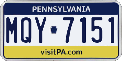 PA license plate MQY7151