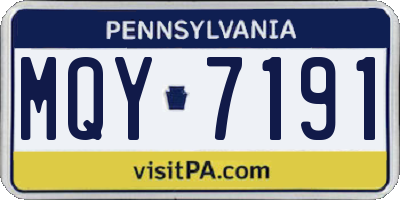 PA license plate MQY7191