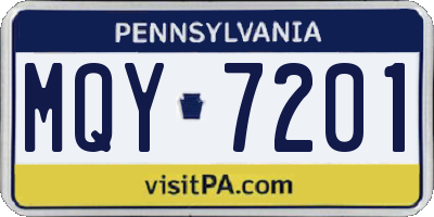 PA license plate MQY7201