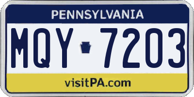 PA license plate MQY7203