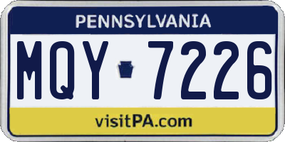 PA license plate MQY7226