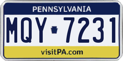 PA license plate MQY7231