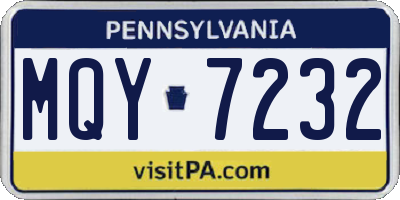 PA license plate MQY7232