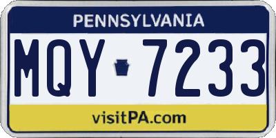 PA license plate MQY7233