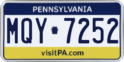 PA license plate MQY7252