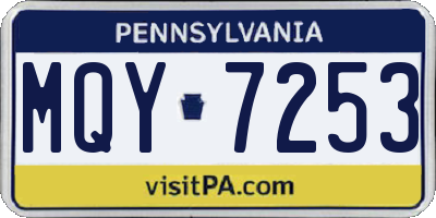 PA license plate MQY7253