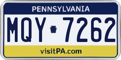 PA license plate MQY7262