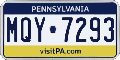 PA license plate MQY7293