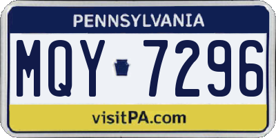 PA license plate MQY7296
