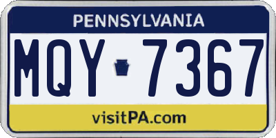 PA license plate MQY7367