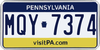 PA license plate MQY7374