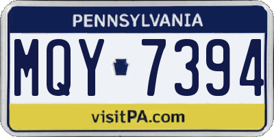 PA license plate MQY7394