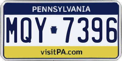 PA license plate MQY7396