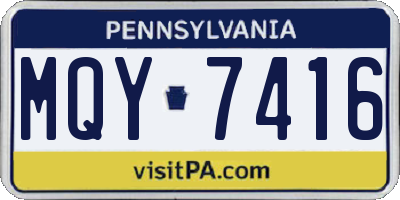 PA license plate MQY7416