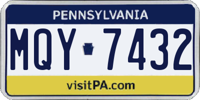 PA license plate MQY7432