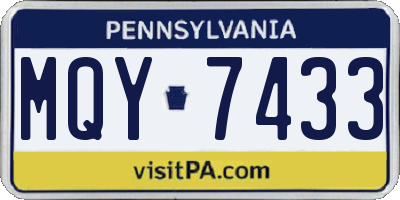 PA license plate MQY7433