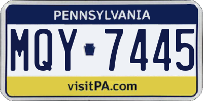 PA license plate MQY7445