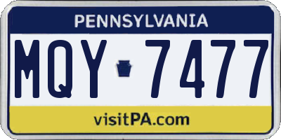 PA license plate MQY7477