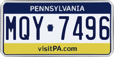 PA license plate MQY7496