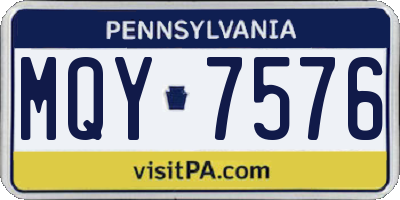 PA license plate MQY7576