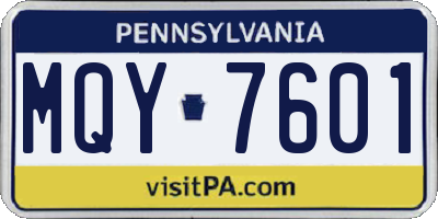 PA license plate MQY7601