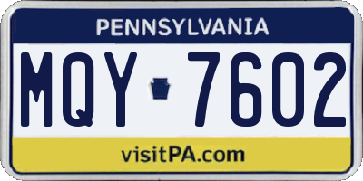 PA license plate MQY7602
