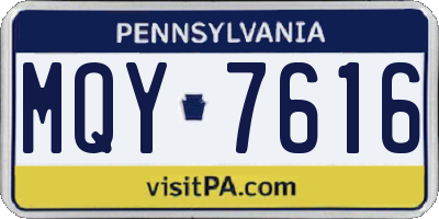 PA license plate MQY7616