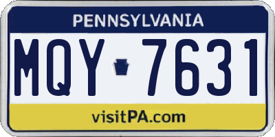 PA license plate MQY7631