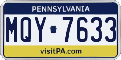 PA license plate MQY7633