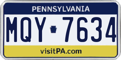 PA license plate MQY7634