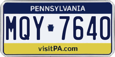 PA license plate MQY7640