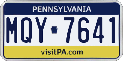 PA license plate MQY7641