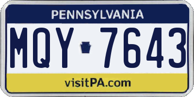 PA license plate MQY7643
